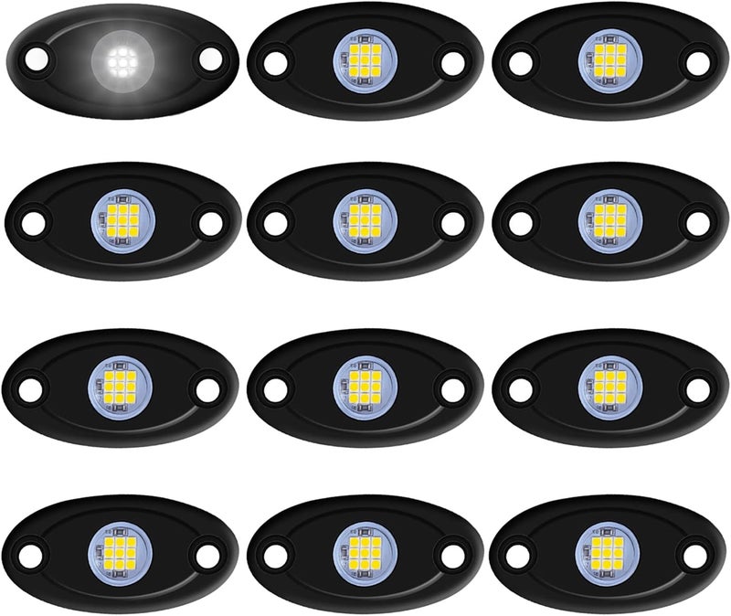 LY8 12 Pods White LED Rock Lights Neon Underglow Light for Car Truck ATV SUV Under Body Glow Light Trail Fender Lighting - Image 1